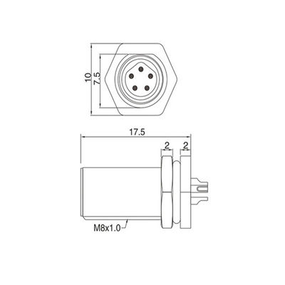 Miniature Circular M8 Panel Mount Connector M8 3 Pin Female Connector